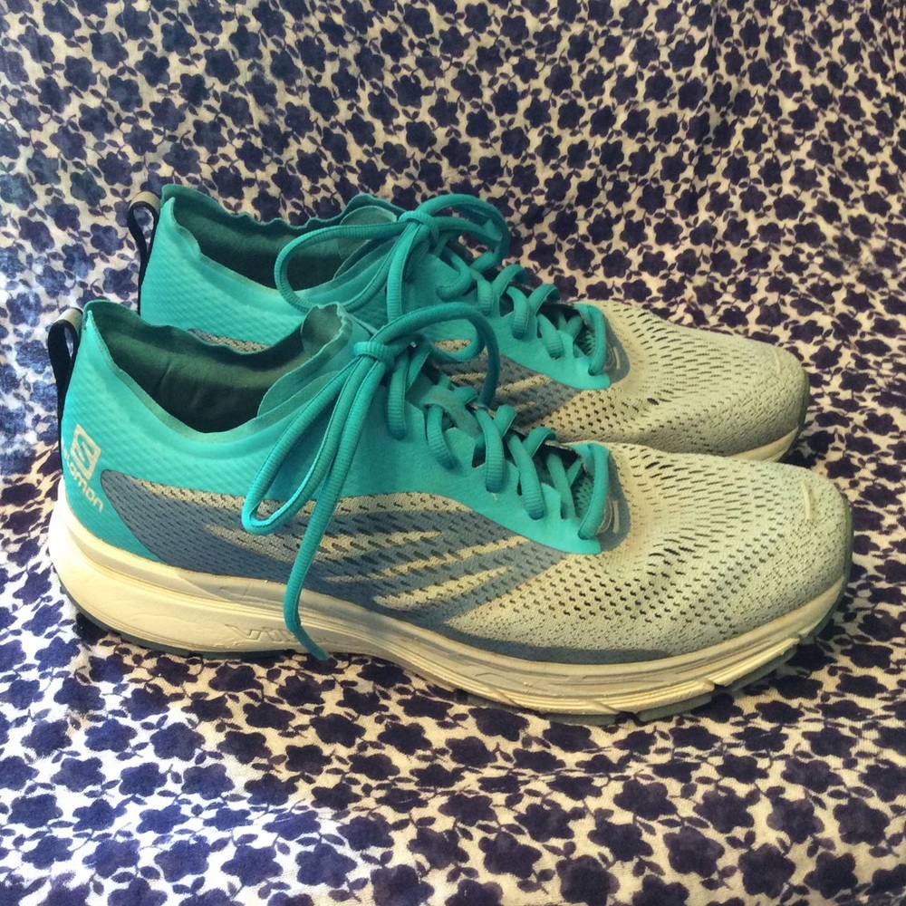 Salomon Sonic RA Pro 2 cashmere turquoise blue women’s running shoes 9.5